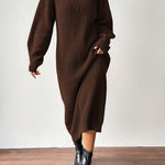 Liora | High-Neck Knit Midi Dress