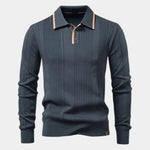 Vertical Ridge Knit Polo Shirt - Cross & Crown