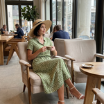Belladonna | Printed Button Front Belted Midi Dress
