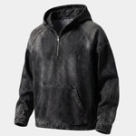 Artisan Denim Smock Quarter Zip Hooded Jacket - Cross & Crown