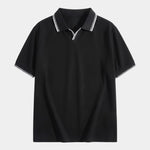 Timeless Black V-Neck Polo - Cross & Crown