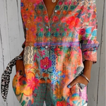 Anica - Vibrant Artistic Button-Up Blouse