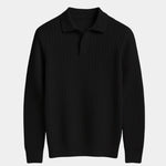 Elegant Open Collar Long Sleeve Polo - Cross & Crown