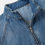 Stonewash Denim Quarter Zip Jacket - Cross & Crown