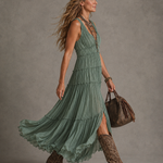 Ava | Gathered V-Neck Maxi