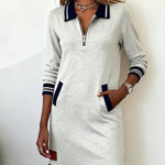 Dorellia | Casual Half-Zip Long Sleeve Dress