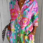 Anica - Vibrant Artistic Button-Up Blouse