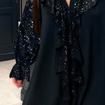 Loose Solid Color Blouses with Ruffles