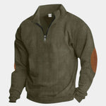 High Collar Quarter Zip Corduroy Pullover - Cross & Crown