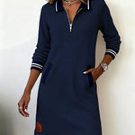 Dorellia | Casual Half-Zip Long Sleeve Dress