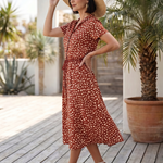 Belladonna | Printed Button Front Belted Midi Dress