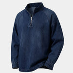 Stonewash Denim Quarter Zip Jacket - Cross & Crown