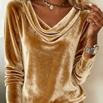 Margaret - Luxurious Velvet Drape-Neck Top
