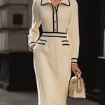 Magidan | Trim Midi Dress With Button Detail