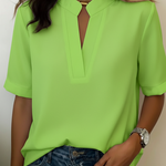 Margaux | Chic V-Neck Blouse with Gold Detail