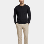 Minimalist Henley Neck Long Sleeve T-Shirt - Cross & Crown