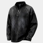 Stonewash Denim Quarter Zip Jacket - Cross & Crown