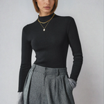 Isla | Contrast-Cuff Mock Neck Sweater