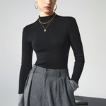 Isla | Contrast-Cuff Mock Neck Sweater