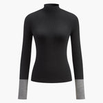 Isla | Contrast-Cuff Mock Neck Sweater
