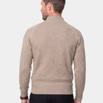 Knit Zipper Jacquard Solid Color Cardigan Sweater - Cross & Crown