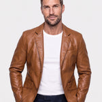 Bold Caramel Leather Jacket - Cross & Crown
