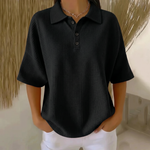 BANBURY SOFT WAFFLE POLO BLOUSE