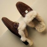 VELOURA SUEDE SHEARLING MULES