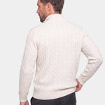 Premium Cable-Knit Zip Neck Sweater - Cross & Crown