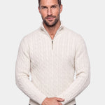 Premium Cable-Knit Zip Neck Sweater - Cross & Crown
