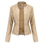 Damen-Lederjacke mit Mao-Kragen