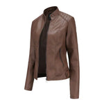 Damen-Lederjacke mit Mao-Kragen