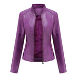 Damen-Lederjacke mit Mao-Kragen