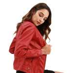 Damen-Lederjacke mit Mao-Kragen