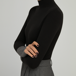 Isla | Contrast-Cuff Mock Neck Sweater
