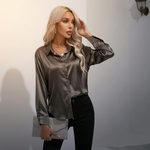 SELWORTH SATIN V-NECK BLOUSE