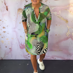 LUNABELLE COLOURFUL V-NECK DRESS