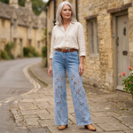 ALDERSLEY LACE-PANEL PATCHWORK JEANS
