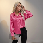 SELWORTH SATIN V-NECK BLOUSE
