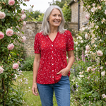 AVELWYN SPOT-PRINT V-NECK BLOUSE