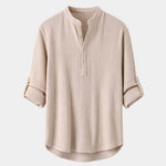 Casual Henley Neck Long Sleeve T-Shirt - Cross & Crown