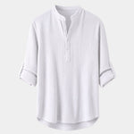 Casual Henley Neck Long Sleeve T-Shirt - Cross & Crown