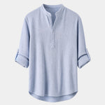 Casual Henley Neck Long Sleeve T-Shirt - Cross & Crown