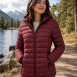 Lightweight Quilted Hooded Puffer Jacket with Fleece Lining