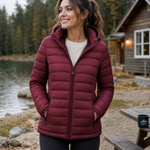 Lightweight Quilted Hooded Puffer Jacket with Fleece Lining