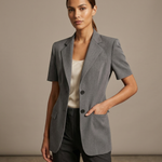 Korean Style Blazer – Chic A-Line Short Sleeve Jacket