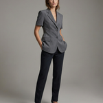Korean Style Blazer – Chic A-Line Short Sleeve Jacket