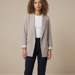 Charmchant Oversized Linen Blazer – Effortless Casual Office Style