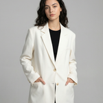 Chic Blazer – Elegant Solid Long Sleeve Office Coat