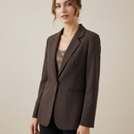 Korean Fashion Blazer – Tailored Dark Cocoa Brown Slim Fit Jacket